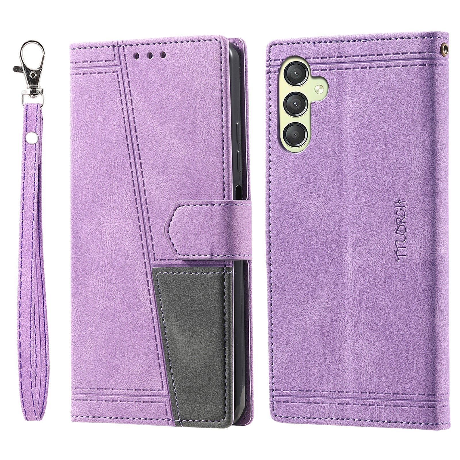 TTUDRCH For Samsung Galaxy A25 5G Style 004 Splicing Skin-touch Leather Case RFID Blocking Wallet Stand Cover with Wrist Strap TTUDRCH For Samsung Galaxy A25 5G Style 004 Splicing Skin-touch Leather Case RFID Blocking Wallet Stand Cover with Wrist Strap